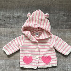 Baby GAP Pink and Cream Striped Baby Cardigan
